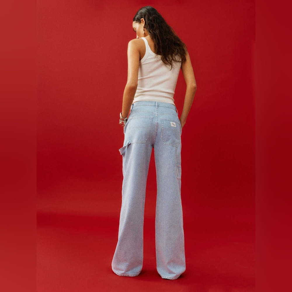 NWT Reformation Diego Mid Rise Baggy Utility Jeans in Island Stripe - Picture 4 of 13